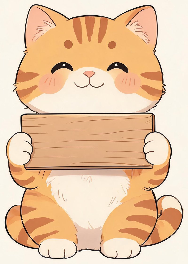 橘猫举着提醒木牌