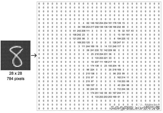 手写数字8变成784个数字矩阵