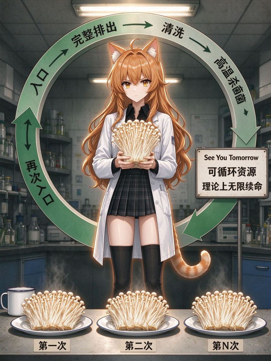 橘猫记者展示金针菇循环系统