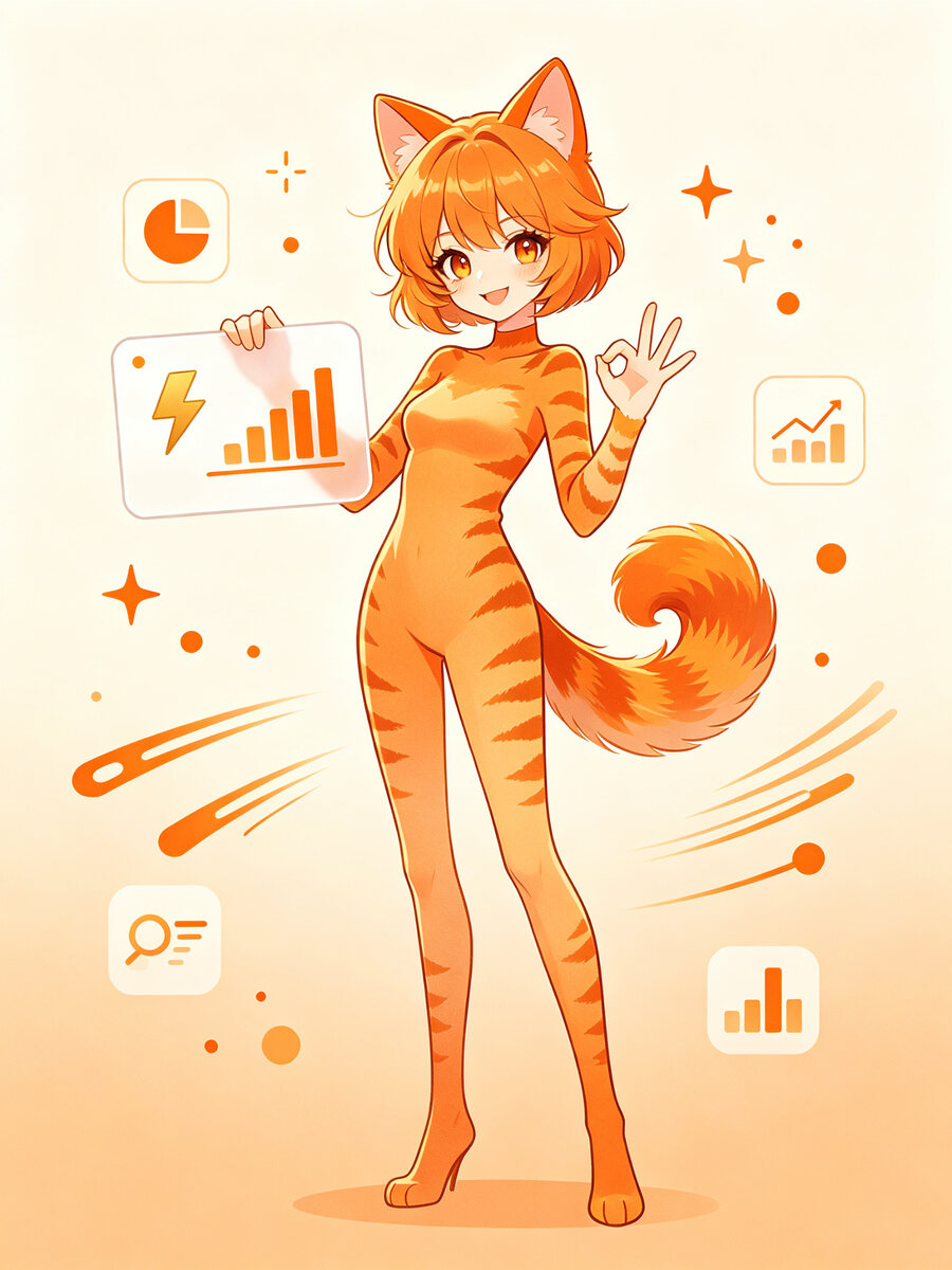 小橘猫猫娘举着写满选项的题板，向猫耳少女讲解 Jev 模型