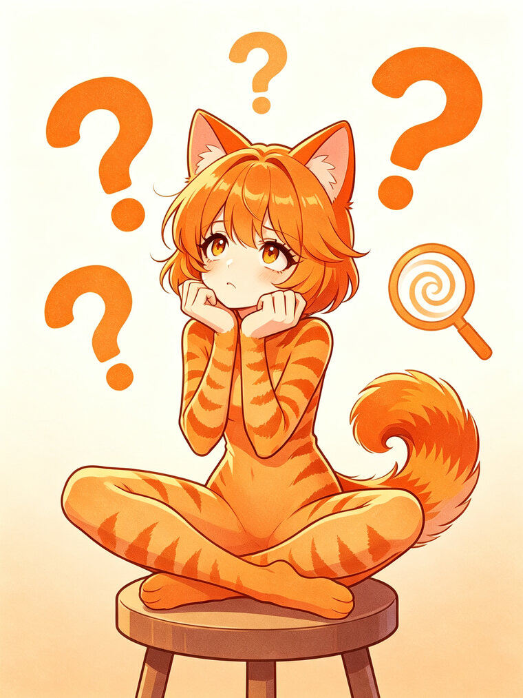 小橘猫猫娘歪头表示疑惑